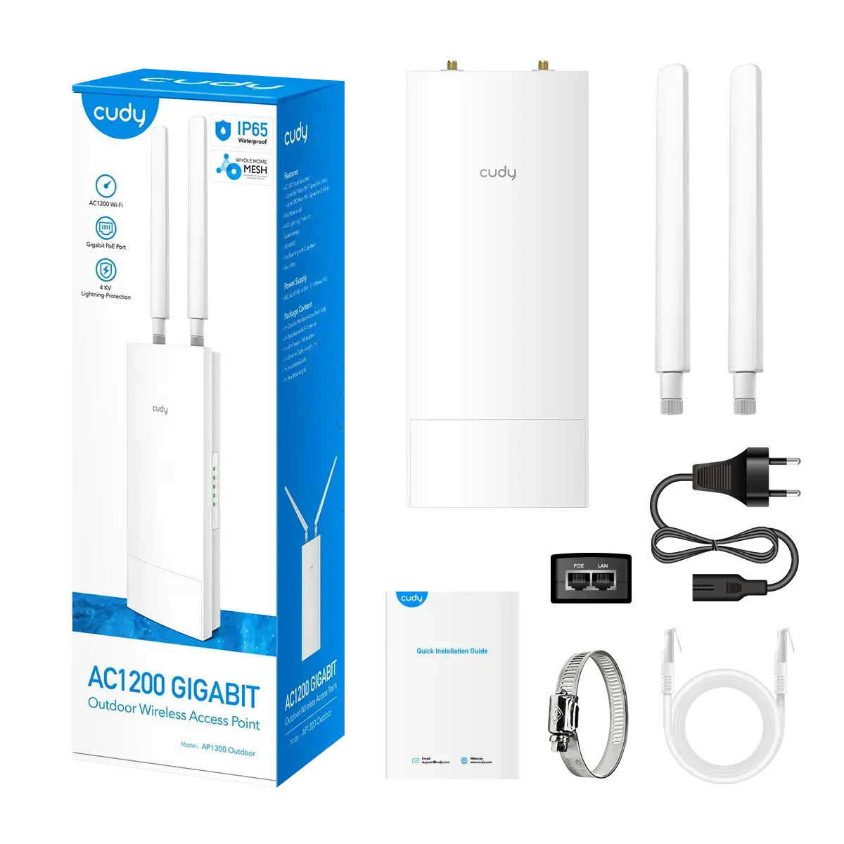 AP1300 Outdoor 1GB Punct de acces Wi-Fi AC1200 2.4GHz/5GHz CUDY